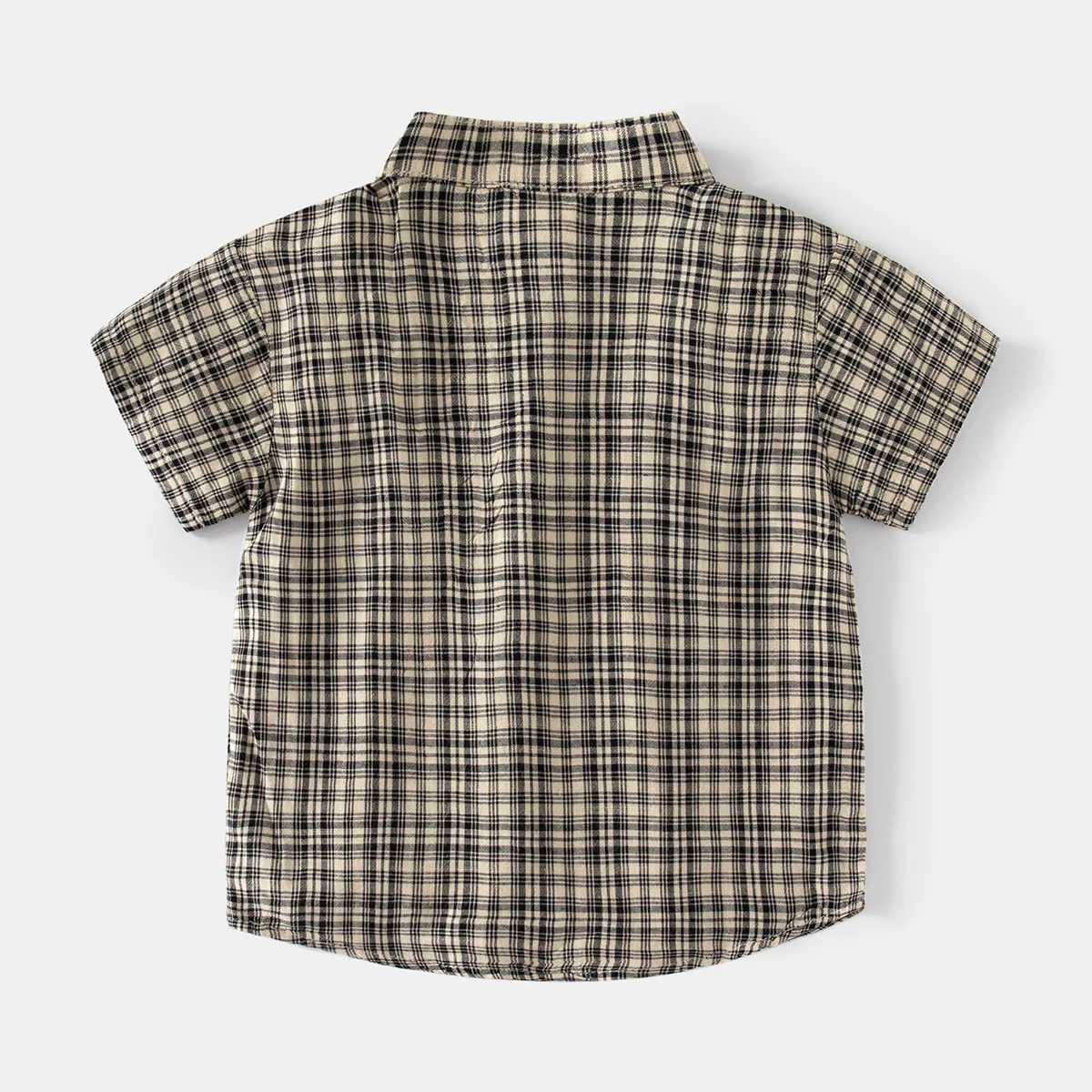 Baby boy summer collar plain short sleeved baby casual shirtW240729