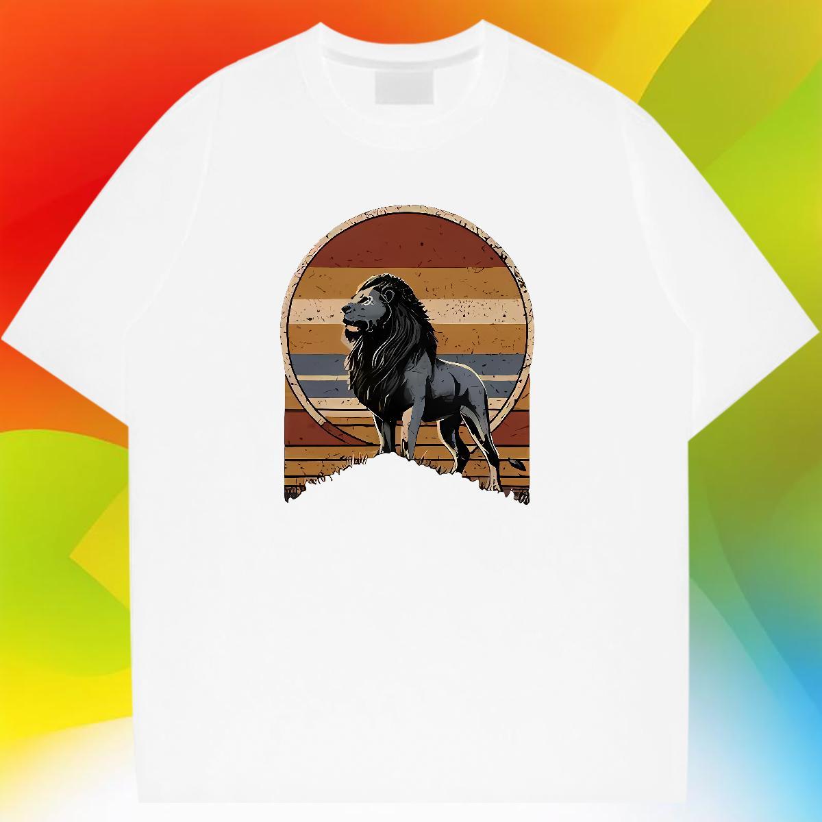 Cool Tshirts 230g Pure Cotton Beach lion Oversized 3XL 4XL Short Sleeve Soft Custom Man T Shirts Clothings