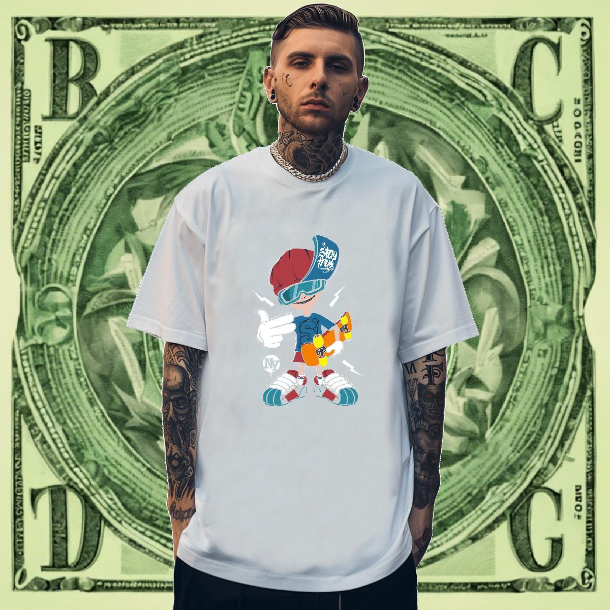 Brand Men Clothes T-Shirt 230g Pure Cotton Casual Daily Wear skateboarding Black White Breathable Short Sleeve 2024 Designer T Shirt For Man Tees Shir