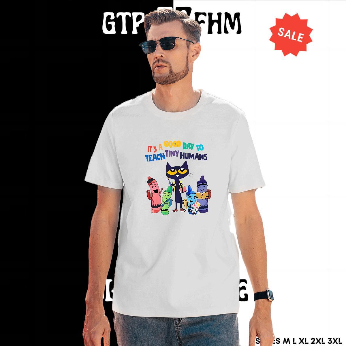 Cool Men Clothes T-Shirt 230g Pure Cotton Casual cat Plus Size Cartoon Breathable Short Sleeve Designer T-Shirts for Men Wear