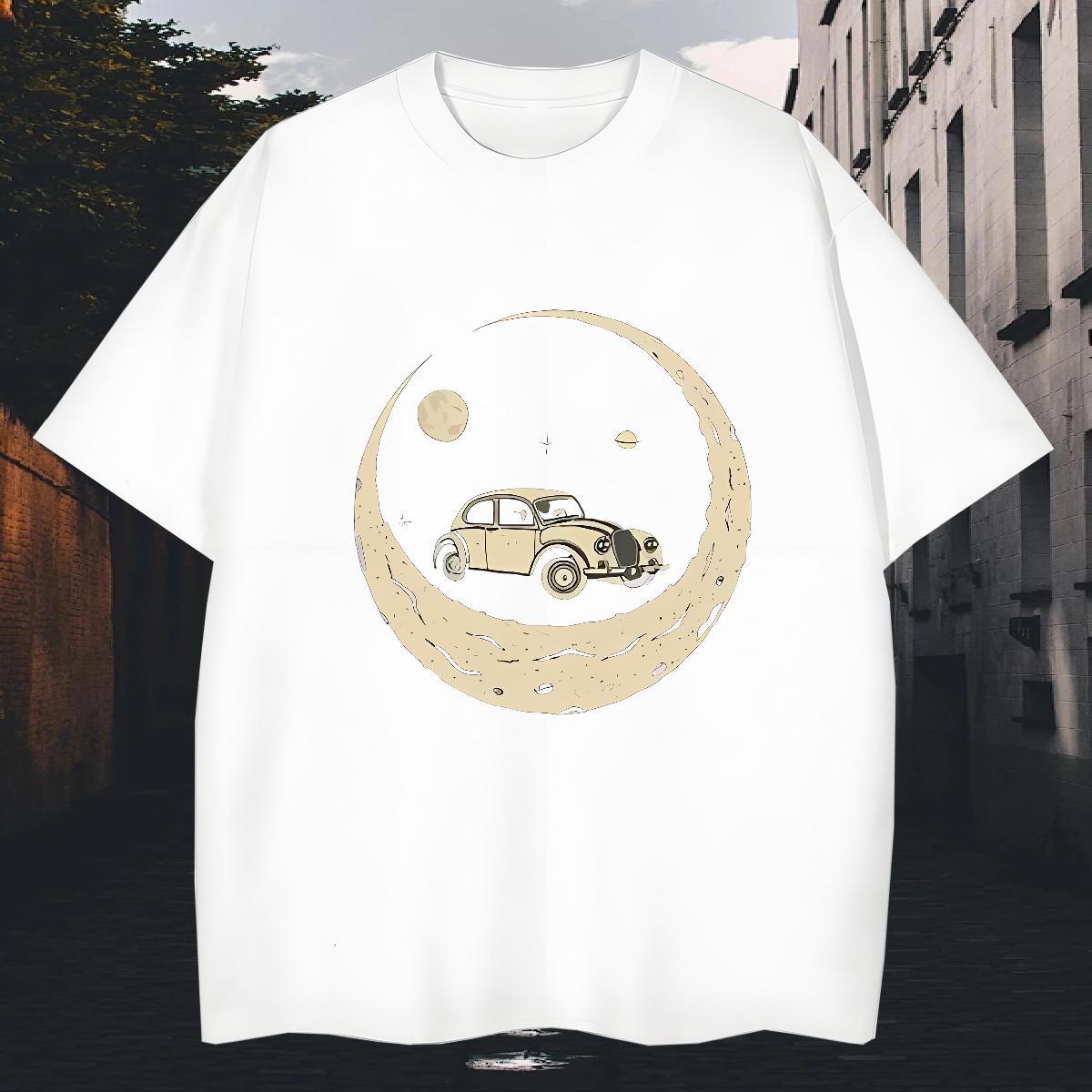 Comfortable Men Tops Tees 230g 100% Cotton Daily Outfit car Custom Cartoon Breathable Crew Neck Customized T-Shirts Wear