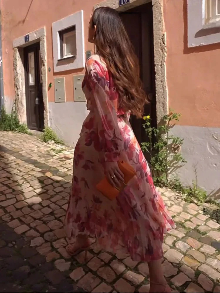 ZABA Womens Two Piece Floral Print Long Sleeve Single Breasted Casual Shirt Top High Waist ALine Pleated Skirt Set 240729