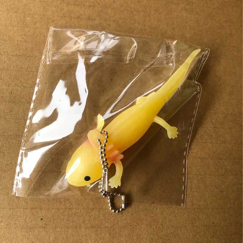 Axolotl Keychain Kawaii Newt Salamander Baby Fish Kneading Toy Decompression Squeezing Bag Mobile Phone Key Chain PendantL240729
