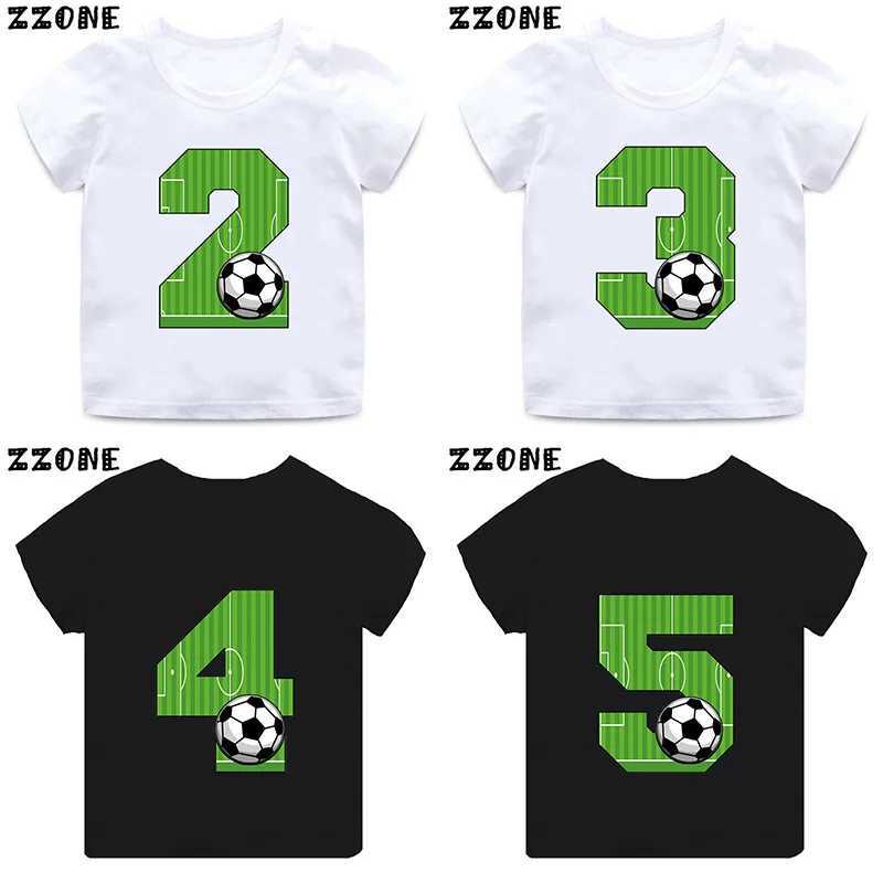 T-shirts Football Number Bow Print Funny Boys Clothes 1 2 3 4 5 6 7 8 9 Years Birthday Soccer Cartoon Kids T shirt Baby Girls T-ShirtsL24729
