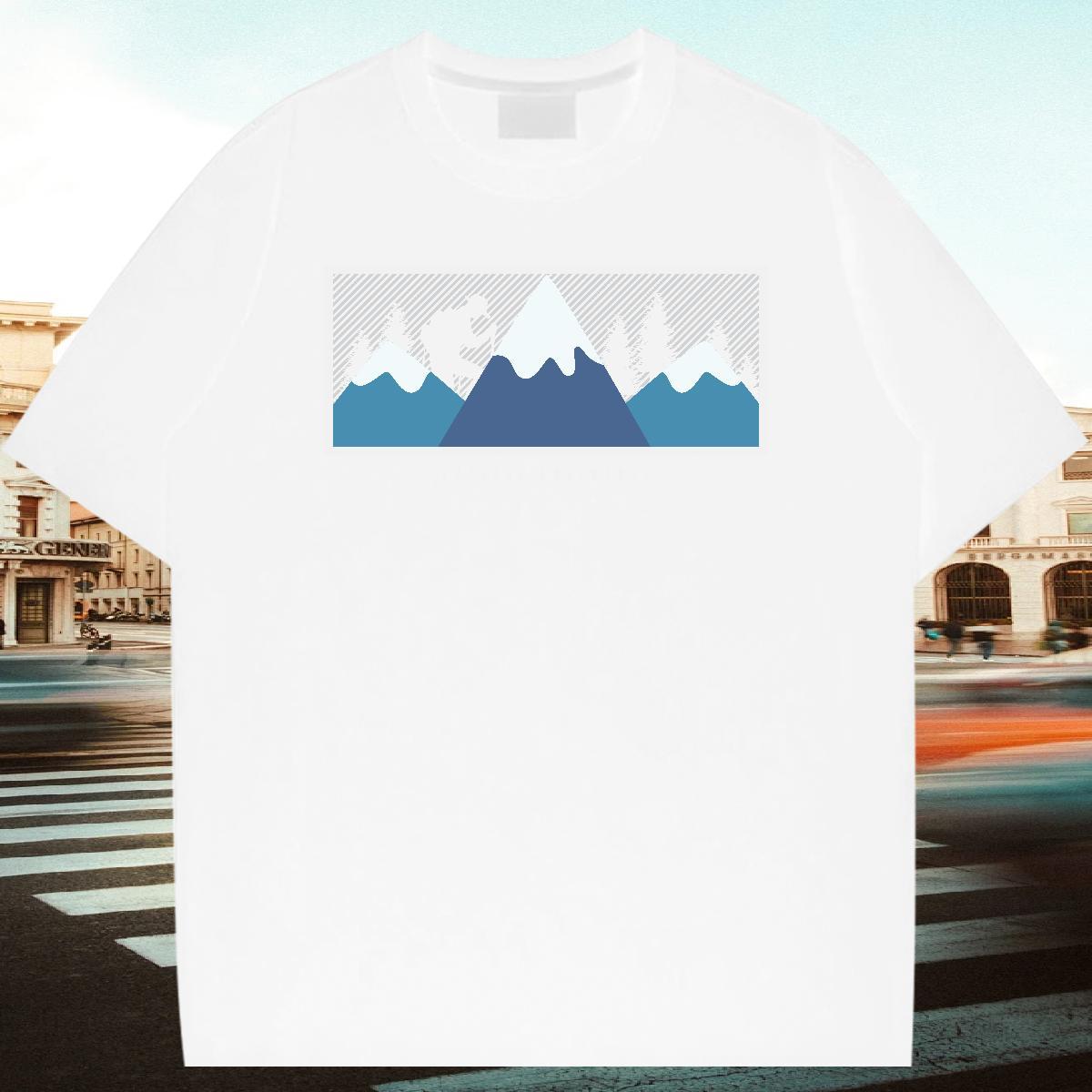 Free Shipping Men Clothes T-Shirt 100% Cotton 230g Street Casual mountains Customized Breathable Short Sleeve 2024 DIY T-Shirts Tee Shirt