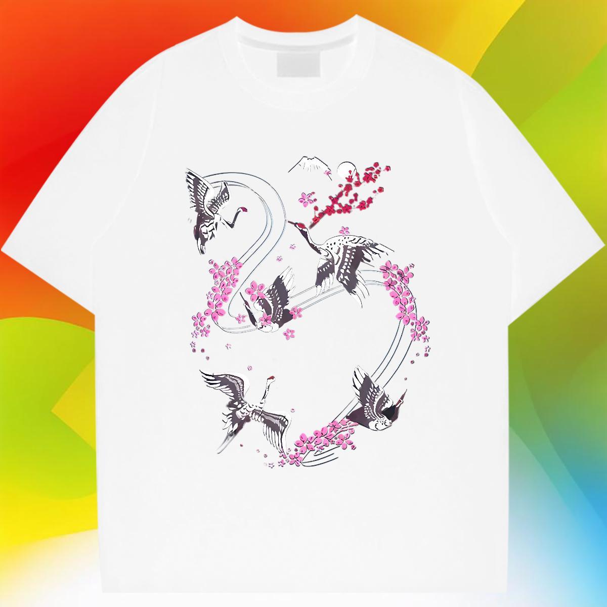 Cool Design Couples T Shirts 100% Cotton 230g Sports Casual bird White Plus Size Pure Cotton Factory Direct T Shirt For Man Clothes