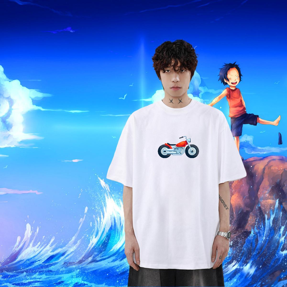 TOP Quality Mens Tshirts 230g 100% Cotton Daily Wear Motorcycle White Plus Size Round Neck Short Sleeve Fashion Casual T Shirt For Man Tees Shirts