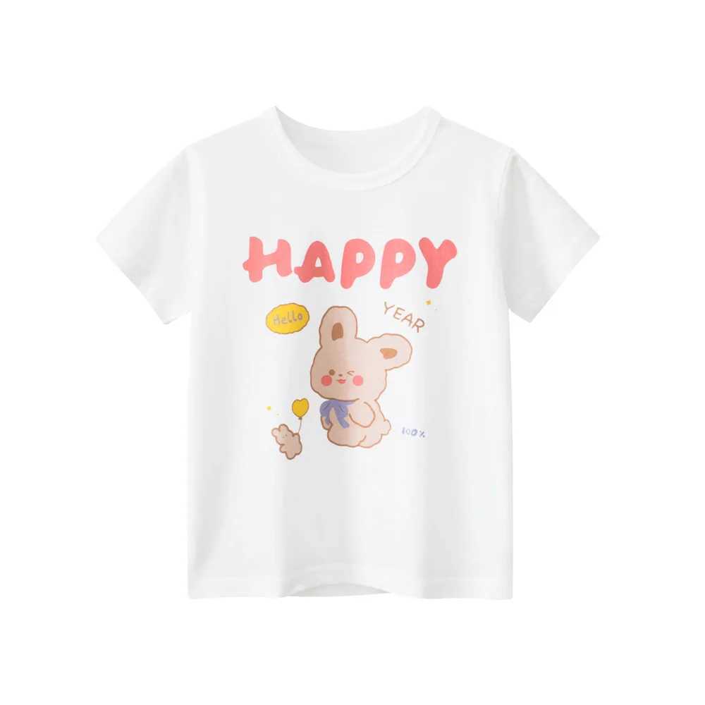 T-shirts 1-9T Toddler Kid Baby Girl Clothes Rabbit Print Infant T Shirt Cotton Casual Tshirt Short Sleeve Basic Top OutfitL24729
