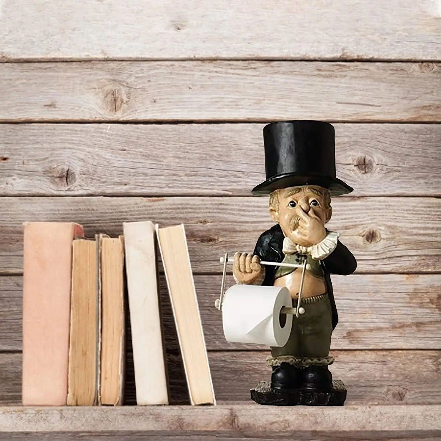 Stinky Butler Holding Nose Resin Sculptures with Roll Paper Holder Stand Primitive Figurine Home Table Bathroom Decorations 240719