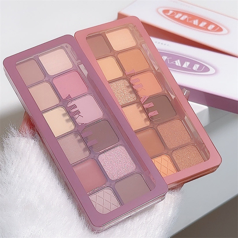 1Pc Sparkling Glitter Eyeshadow 12 Colors Korean Girl Eyes Makeup Palette Waterproof Pink Pearl Matte Shimmer Eye Shadow F729-8