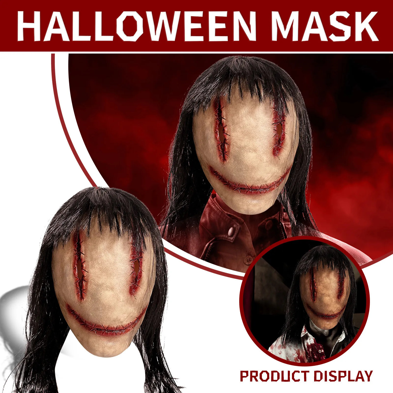 Scary Smiling Faceless Ghost Face Killer Latex Full Face Masks Halloween Mask Horror Cosplay Party Grimace Dress Costume Props 240729