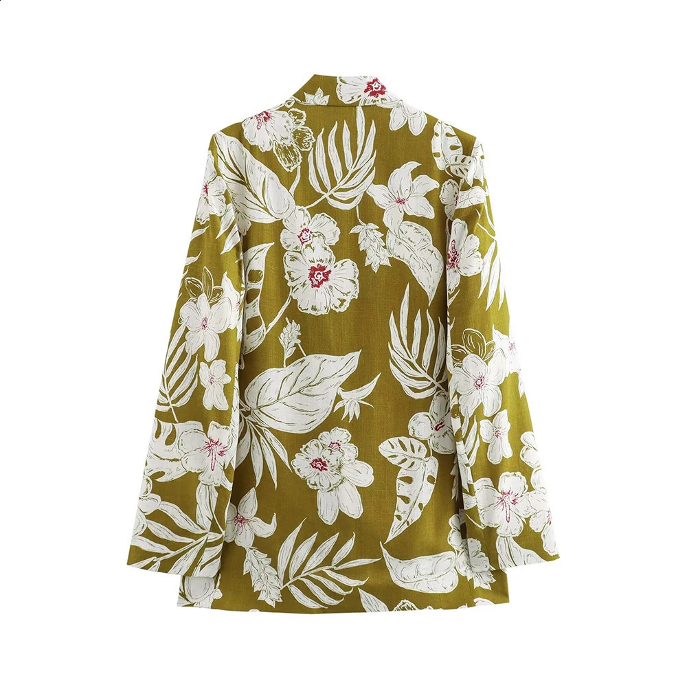 Aoaiiys Print Pants Suits for Woman Blazer Floral Long Sleeve Coat Two Piece Sets Office Lady 2 Pieces Women Outfits 240729