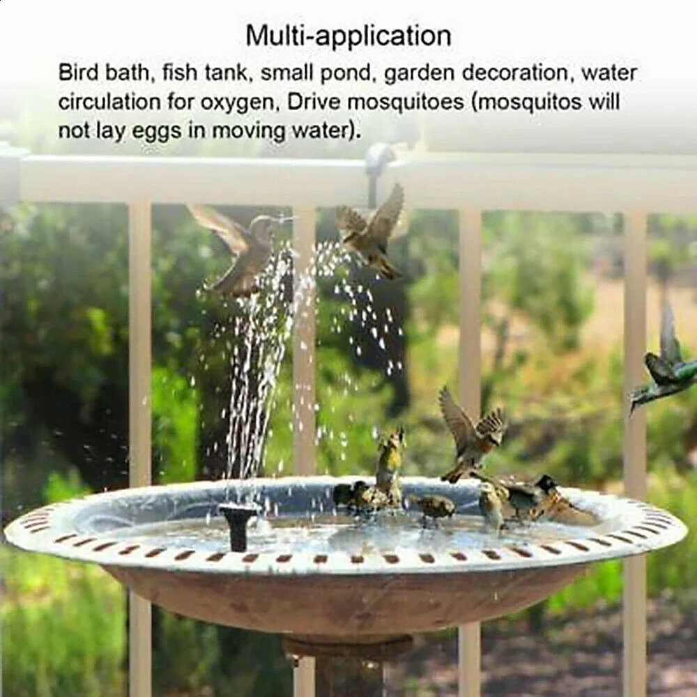 Solar Fountain Pump Floating Panel Bird Baths Water with 4 Nozzles For Garden Outdoor Pool Pond Decor 240729
