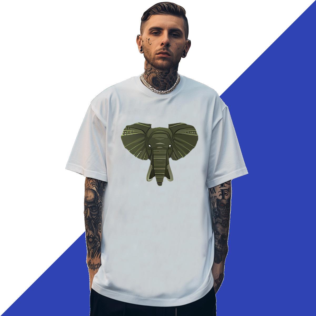 Loose Men Tees 100% Cotton 230g Casual Daily Wear Elephant Custom Big Size Crew Neck Breathable Wholesale T Shirts Men Top Tees