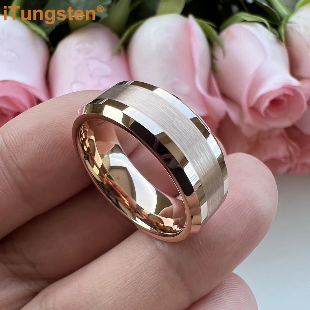 ITungsten 6mm 8mm engagement and wedding ring goldplated tungsten finger mens couple fashion jewelry comfortable fit 240723