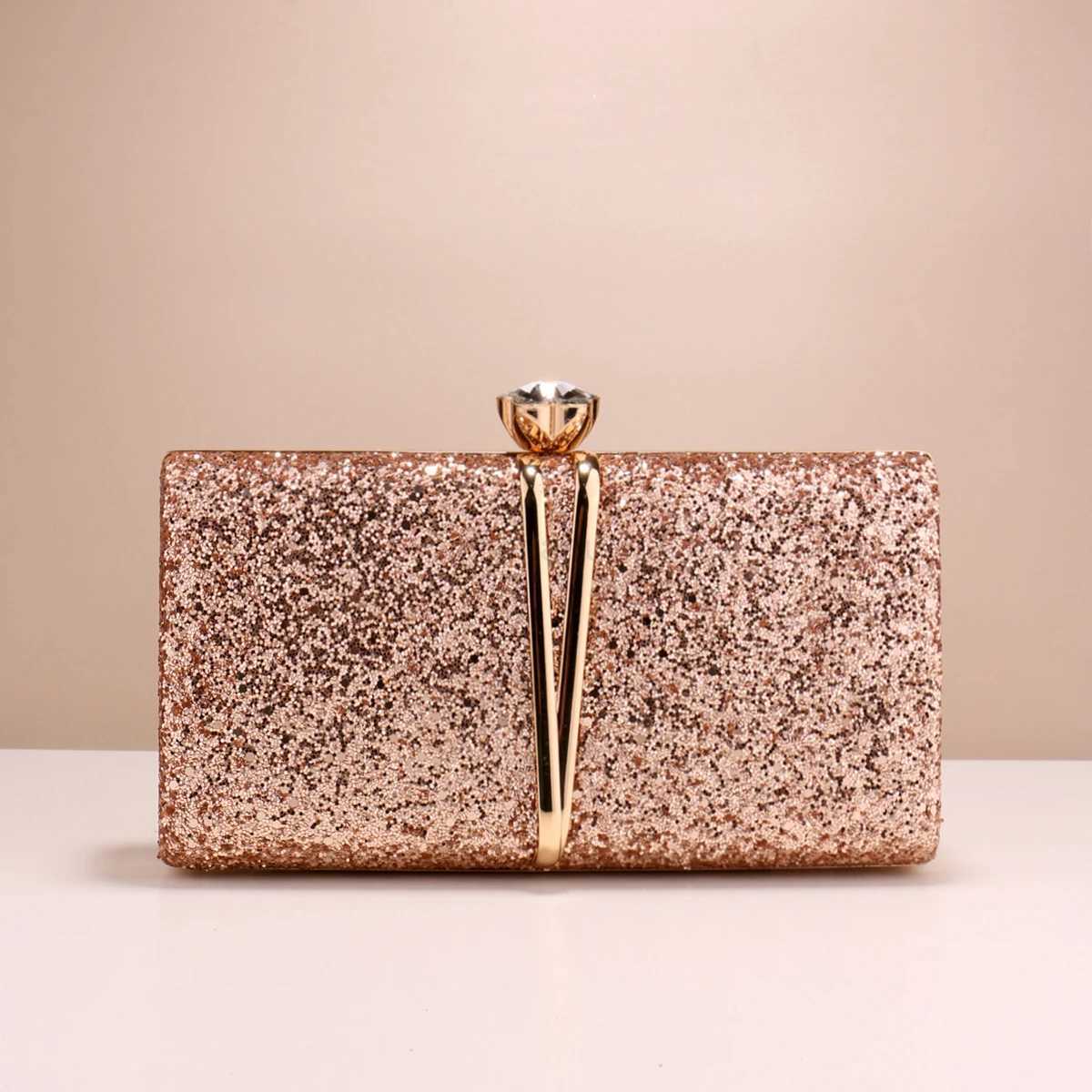 Metal Chain Evening Bags Sequined Prom Dinner Party Clutch Luxury Ladies Gift Mini Handbags For Wedding Party Female HandbagsXJ240729