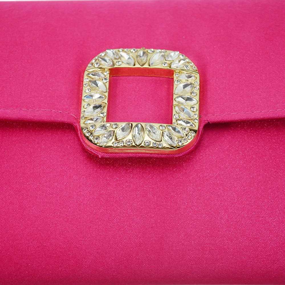 Rhinestone Square Buckle 2023 Dinner Bag High-end Satin Diamond Womens Bag Bridal Wedding Clutch Purse Shoulder Bag Luxury PromXJ240729
