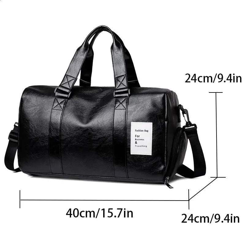 Retro travel bag sports bike training PU waterproof fitness bag 240904