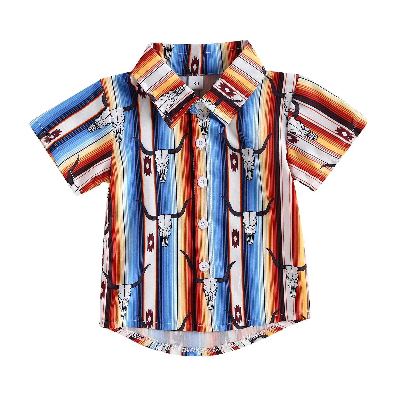 Western style baby mens clothing childrens casual long sleeved lapel button denim shirt for spring and autumnW240729