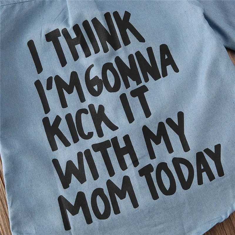 1-6 year old baby denim shirt top childrens letter printed long sleeved shirt top childrens boys and girls denim shirt topW240729