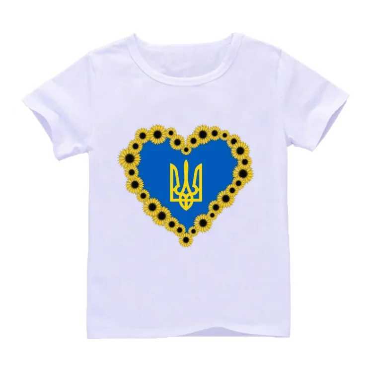 T-shirts Funny Ukraine Love T Shirt Ukrainian Sunflower Art T-Shirt Harajuku Kids Tshirt Boys Girls Short Sleeve TopsL24729