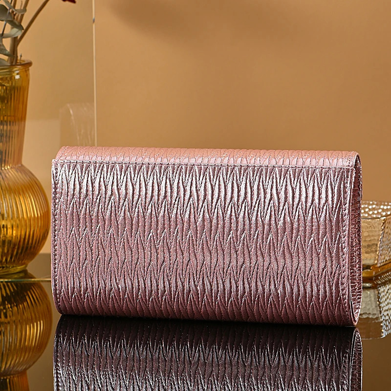 fashion PU material Strip Textured Clutch Purse women evening Party bag Bridal Handbag Evening Bag chain crossbady bag 240729