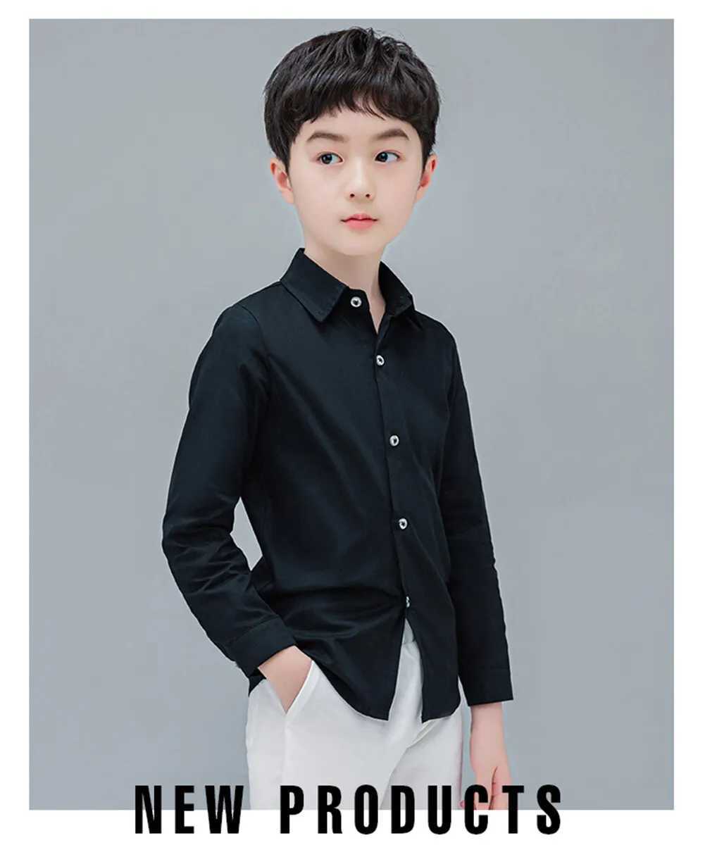 LOLANTA childrens white long sleeved shirt boys wear pure cotton button down shirt for formal wedding partyW240729