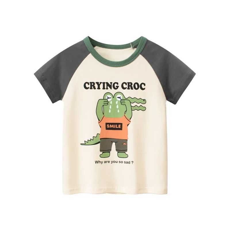 T-shirts 1-9T Cotton Boys T Shirt Toddler Kid Tshirt Baby Boys Girls Clothes Summer Basic Top Crocodile Print Infant Tee Childrens OutfitL24729