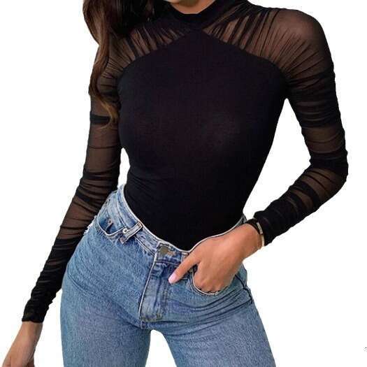 Female Half Sleeve Hollow Out Slim Top Female O-neck Crop Tops Print Tshirt Turtleneck Skinny Base Slim-fit Stretch Casual Undershirt Graphic T Shirts