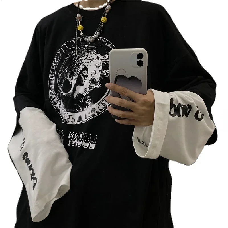 T-shirt for men Autumn Mens clothing Anime t-shirts Mens long sleeve t-shirts Loose Daily Print Oversized t shirt Gym Y2k tops 240812