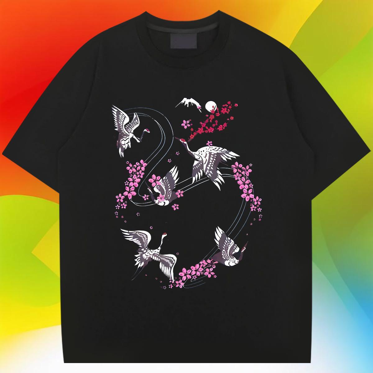 Cool Design Couples T Shirts 100% Cotton 230g Sports Casual bird White Plus Size Pure Cotton Factory Direct T Shirt For Man Clothes
