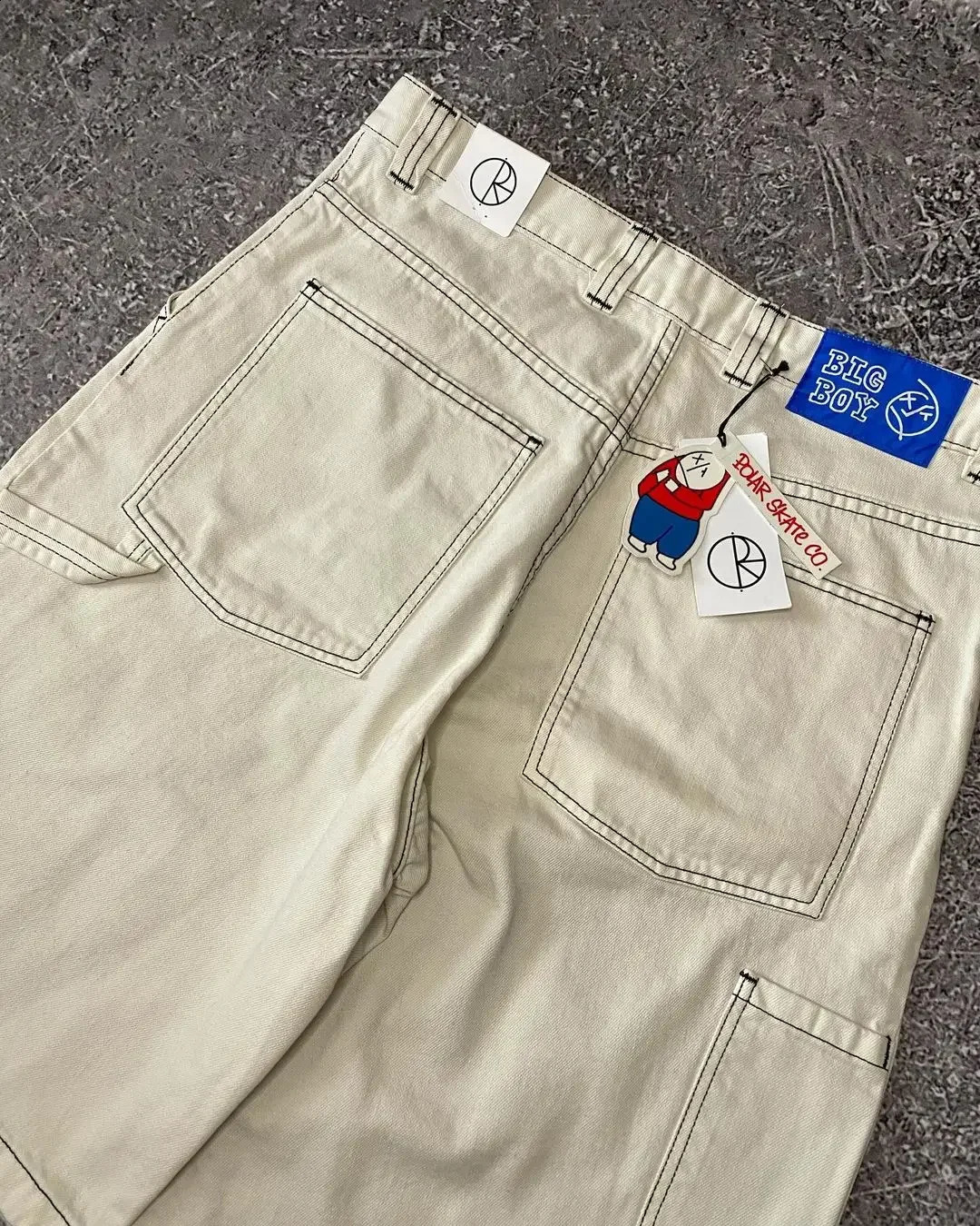 Big Boy jeans Y2K Harajuku embroidered cartoon characters white denim shorts mens and womens hip hop Gothic casual shorts 240729