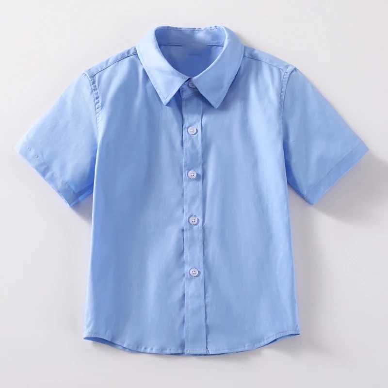 Summer Shirts for Teenage Boys Girls Cotton Short Sleeve White Blouses School Uniform Girls Puff Sleeve Blue Tops 4 8 12 16W240729
