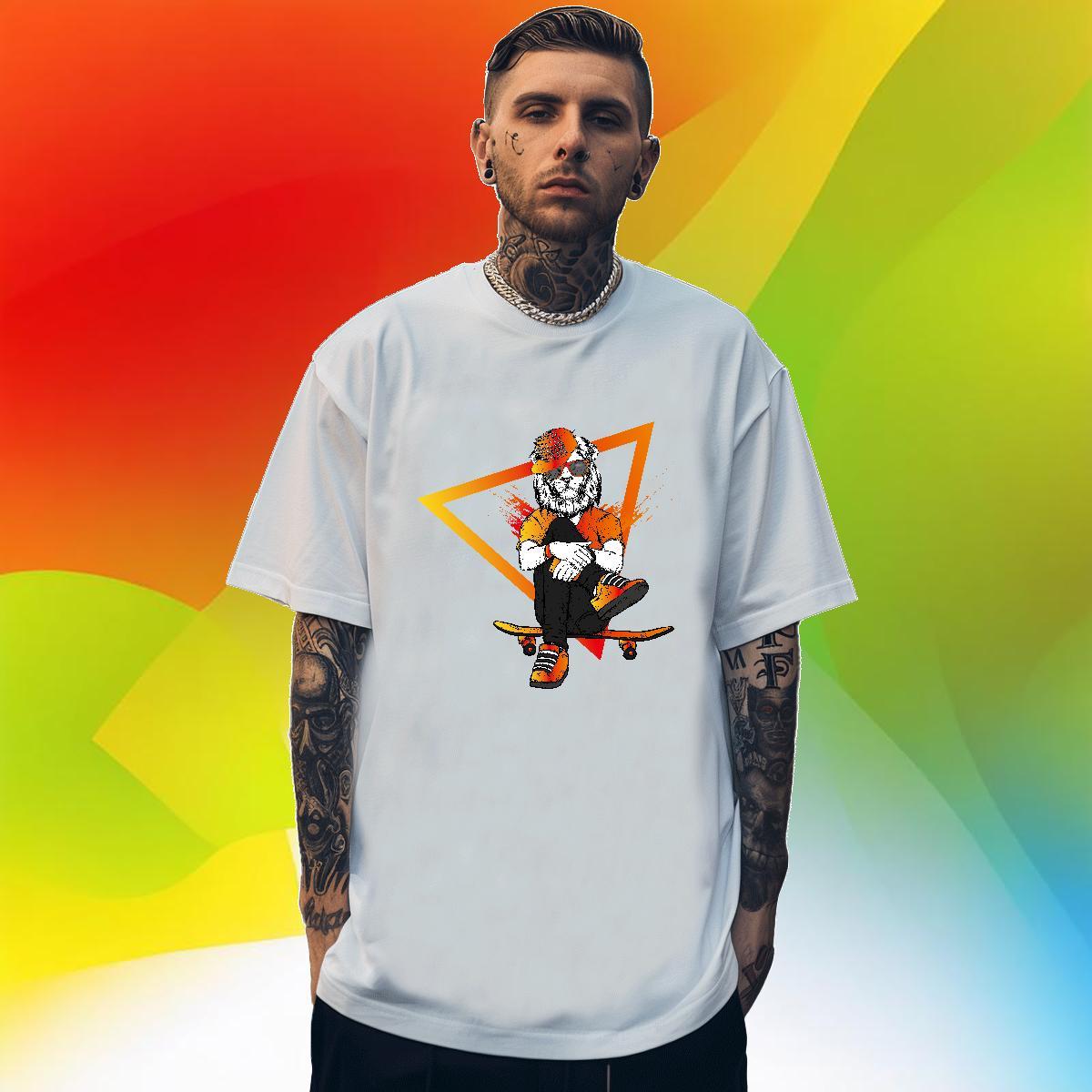 Soft Men Tees 230g 100% Cotton Beach lion Oversized O Neck Short Sleeves Fashion Designer Mens T Shirts Clothes