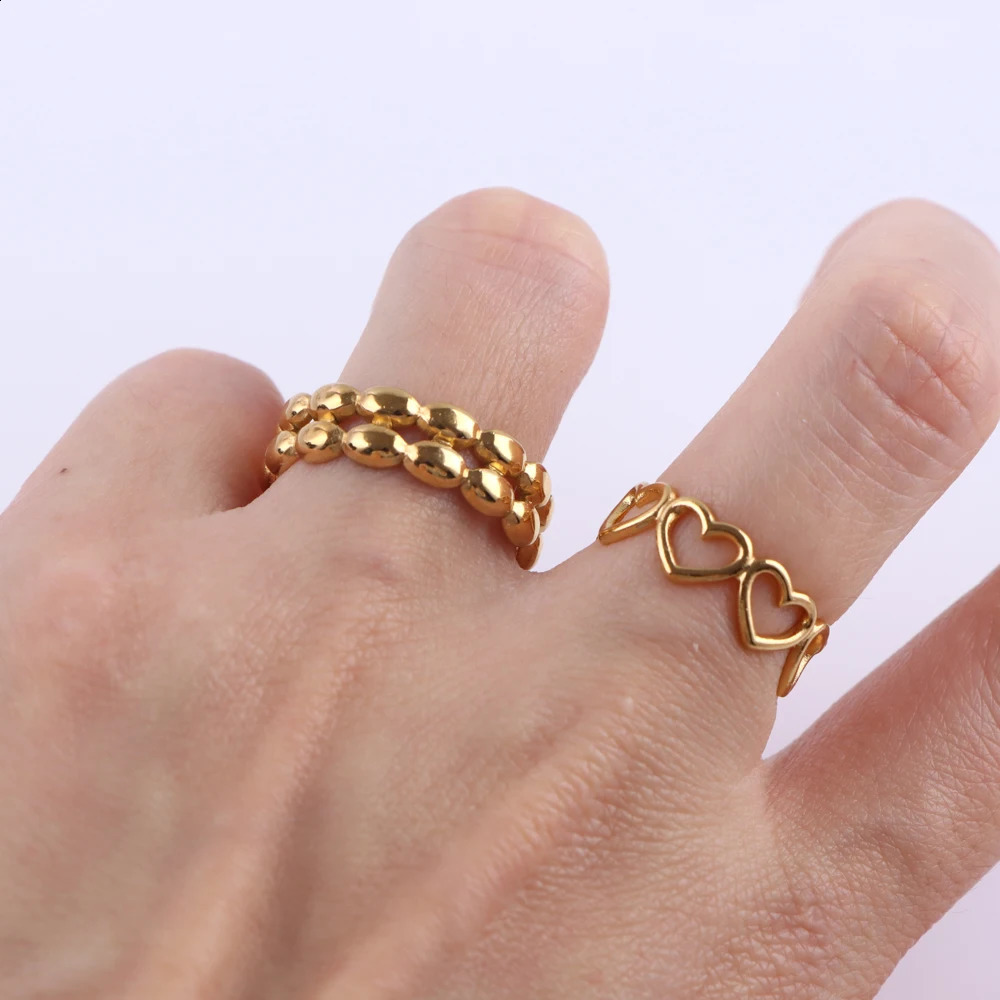 20 piecesbatch of fashionable stainless steel adjustable rings suitable for women mixed style heartshaped snake flower open ring jewelry no fading 240