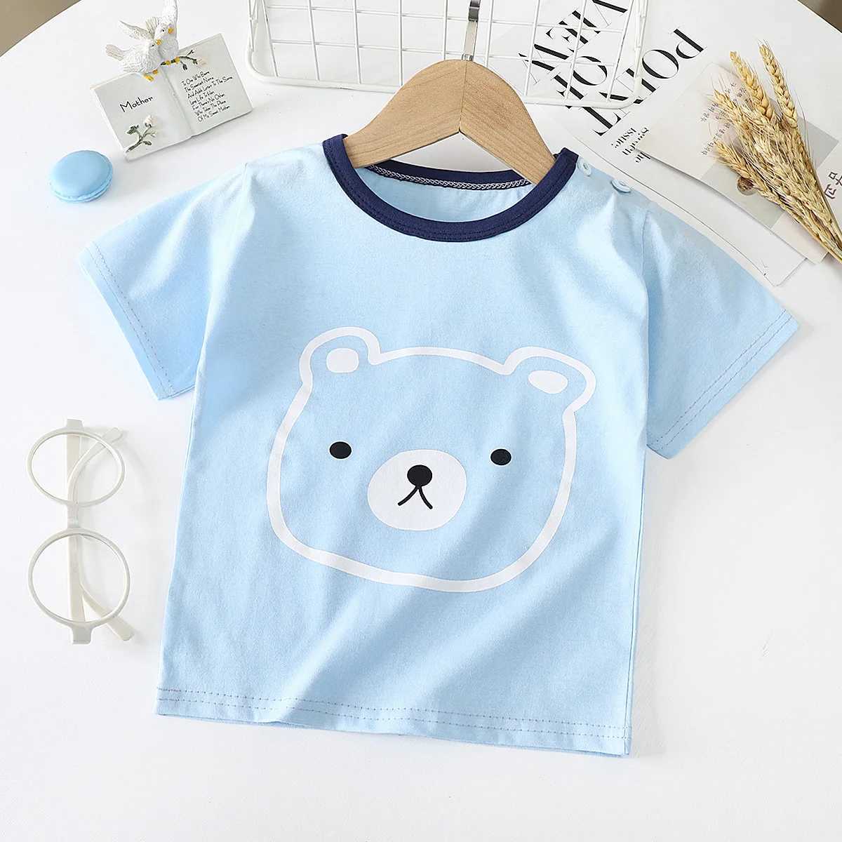T-shirts LJMOFA Kids Shirts T-Shirt For Childrens Children Girls Boys Sweet Cotton Cartoon Tops Clothing Black And White Stripes D123L24729