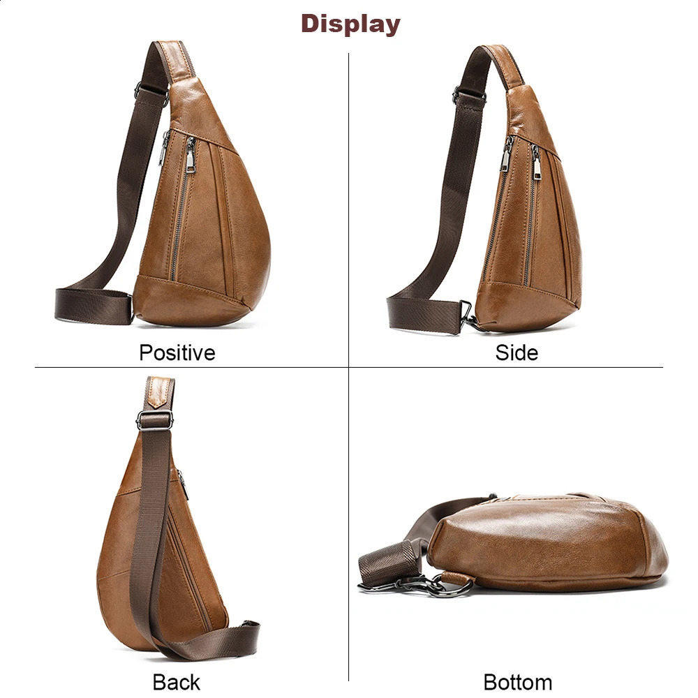MVA Genuine Leather Bag Mens Crossbody Bag For Men Messenger Bags Men Leather Mens Shoulder/Chest Bags Small Chest Pack 7025 240729