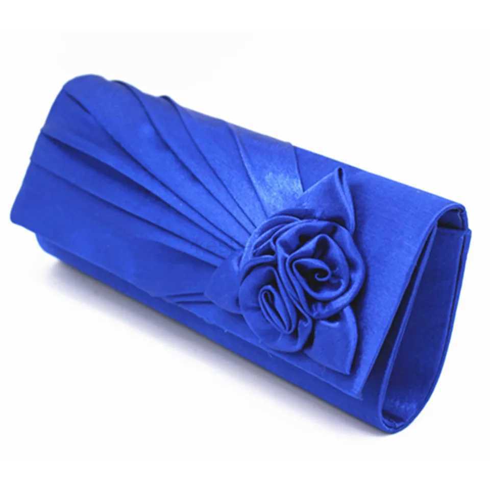 Trendy Rose Evening Purse Women Satin Handbag Dinner Clutch Fashion Banquet Wedding Party Chain Shoulder Crossbody Bag Money BagXJ240729