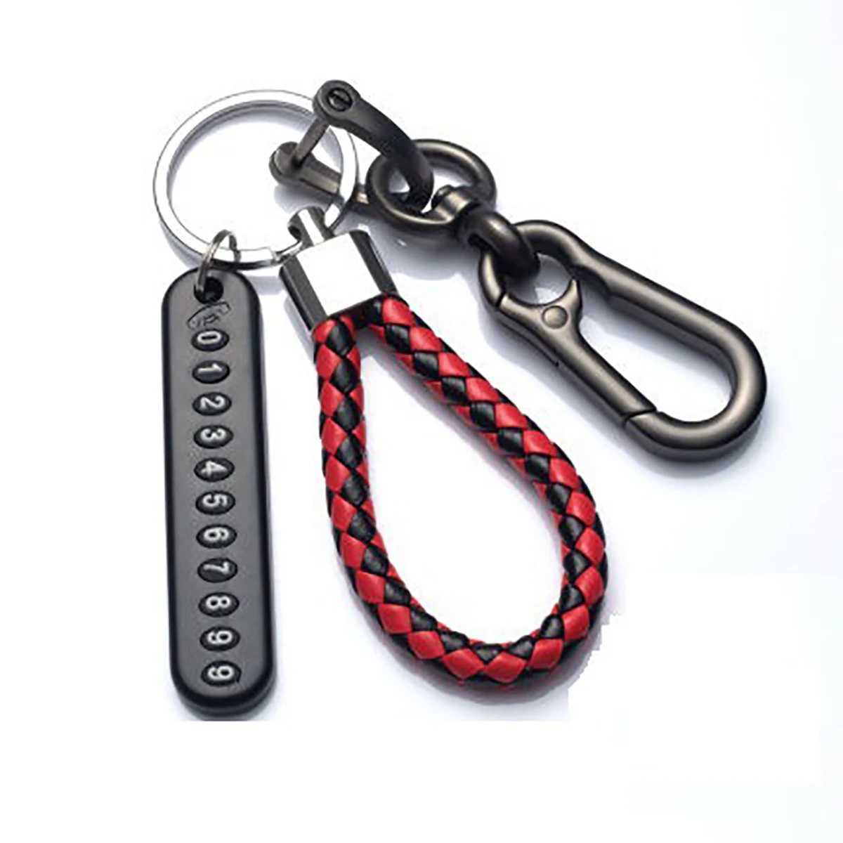 Trendy DIY Mobile Phone Number Plate Pendant Keychain for Men Punk Simple Woven Leather Rope Anti-lost Car Key Chain AccessoriesL240729