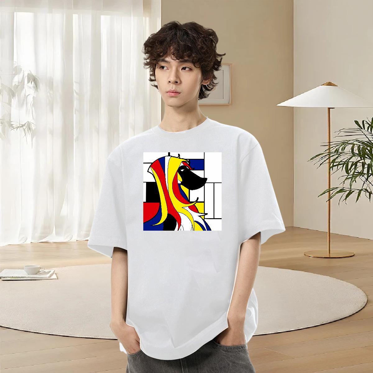 Loose Mens Tshirts 230g 100% Cotton Hip Hop dog Black White Breathable Crew Neck New T shirt Wear