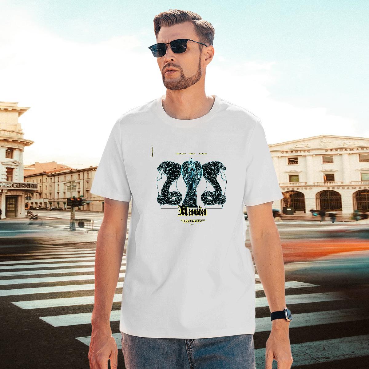 TOP Quality Men Tees 230g 100% Cotton Home Outdoor snake Anime Crew Neck Breathable Fashion T-Shirts for Men Polos