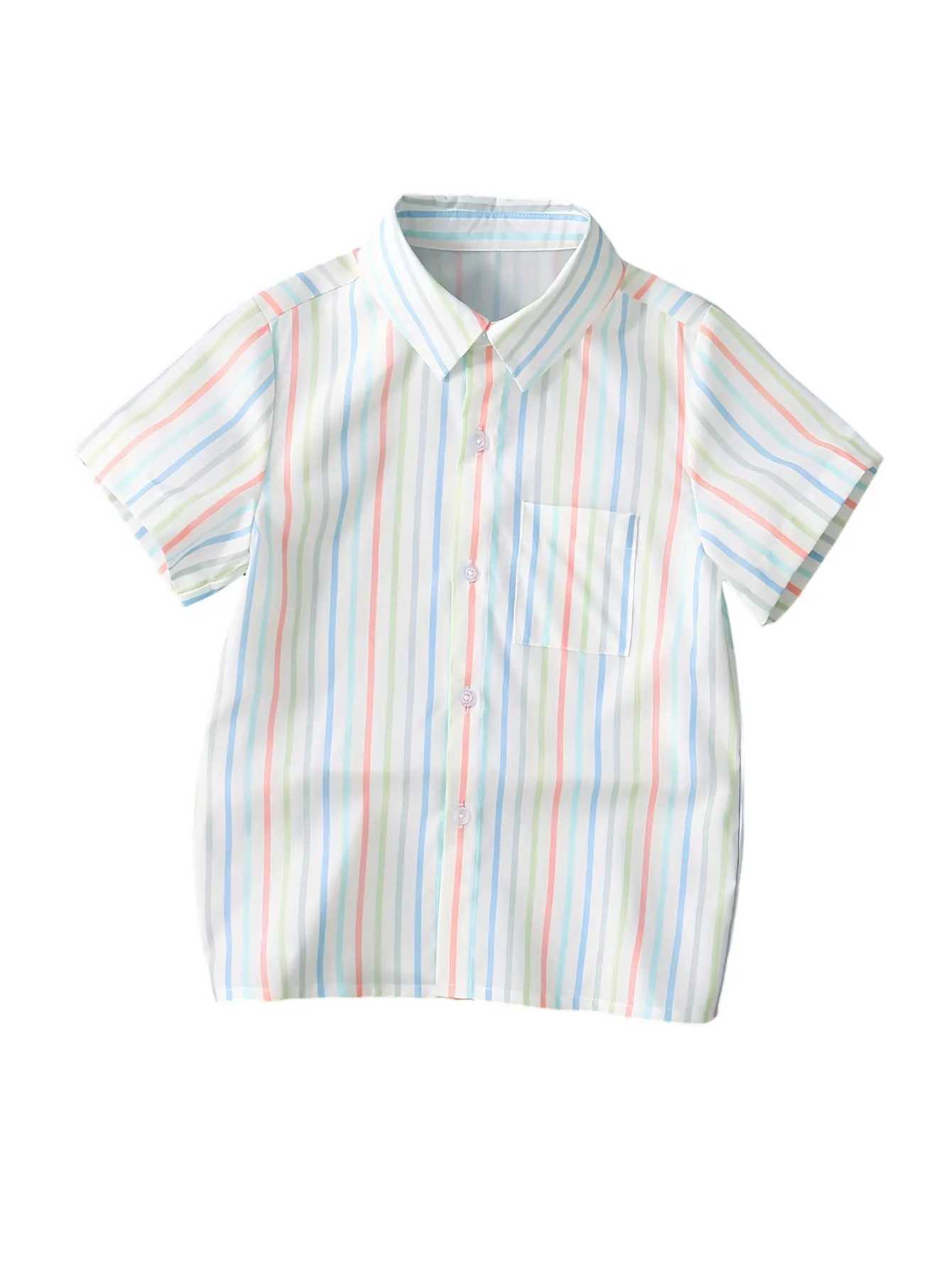 Pineapple print childrens clothing boys creative fashion shirt cool short sleeved lapel shirt top boys summer outdoor clothingW240729