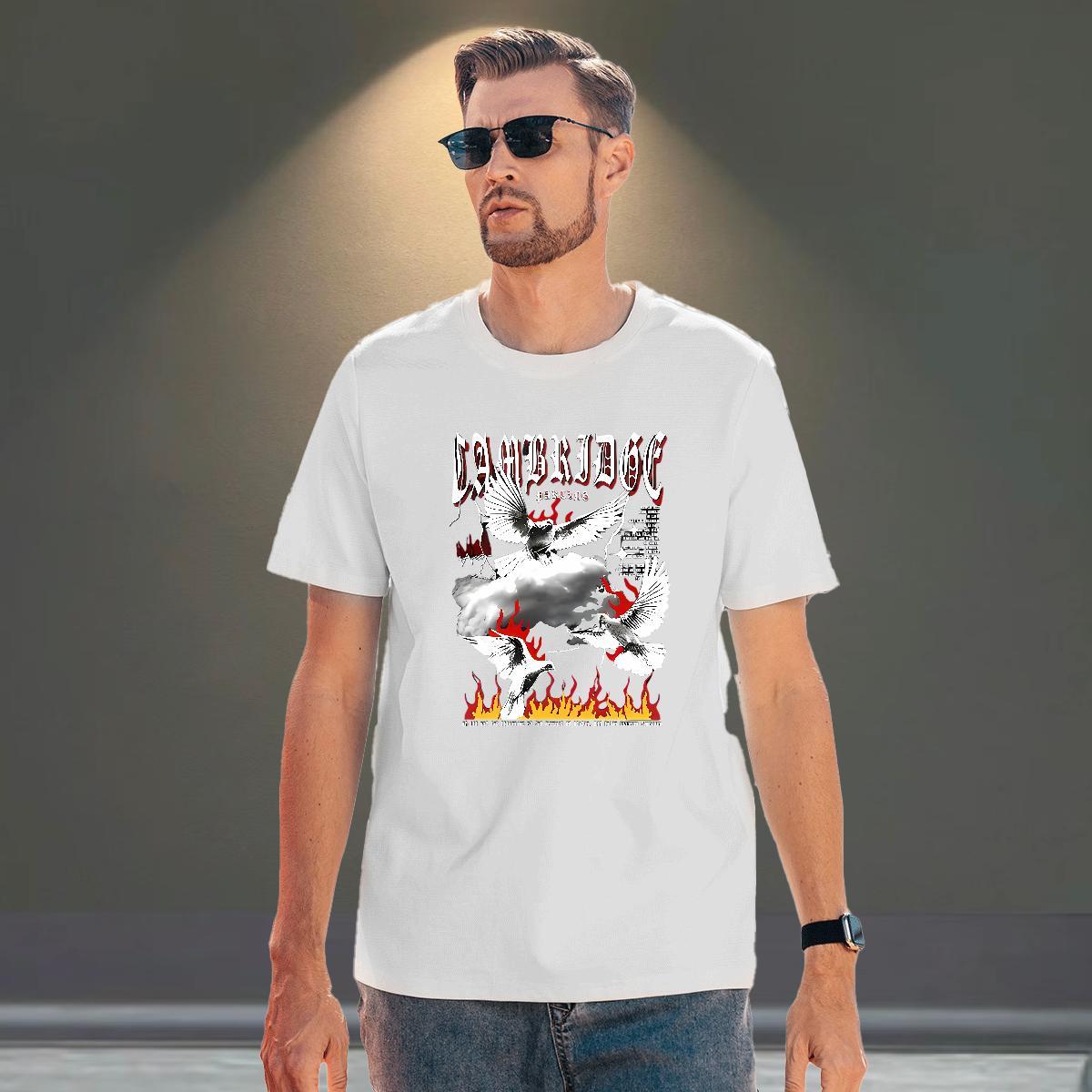 Brand Mens Tshirts 230g 100% Cotton Casual Daily Wear eagle Skull Round Neck Short Sleeve New Designer T Shirt For Man Tops Tees