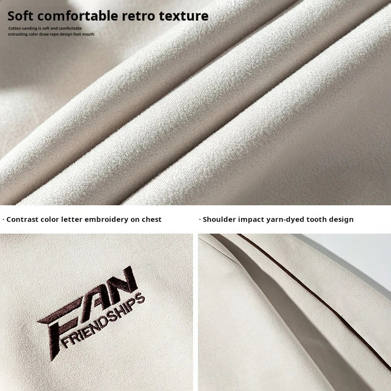 Autumn Winter High Quality Suede Embroidery Hoodie Japanese Streetwear Hip Hop Sweatshirt Men Clothing Korean Fashion pullover 240729