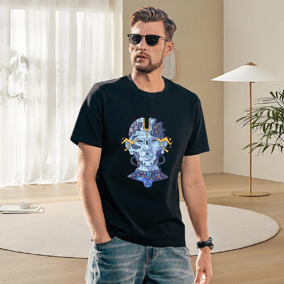Soft Men Tees 230g 100% Cotton Daily Wear ET Custom Anime Pure Cotton Fashion Casual T shirt Tops