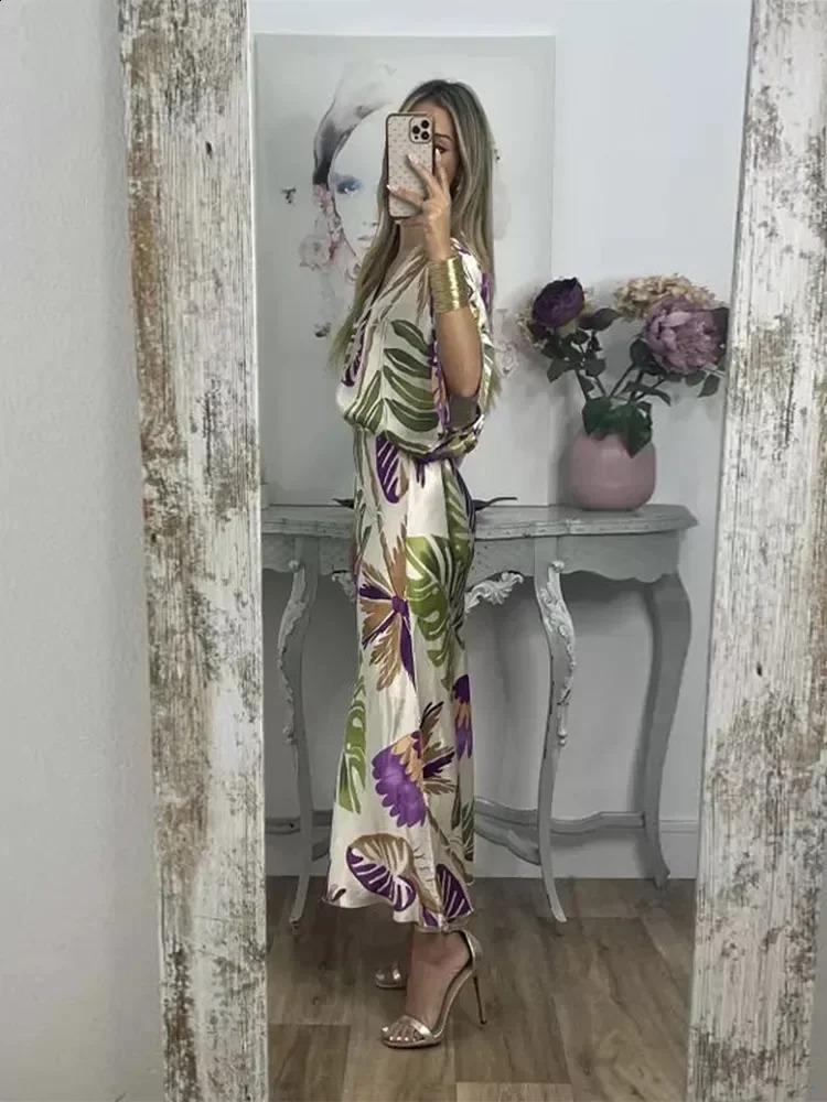 Women Elegant Print Stain Skirt Sets Fashion Loose V Neck Half Sleeve Shirt Two Pieces Suits Summer Chic Office Lady Outfit 240729