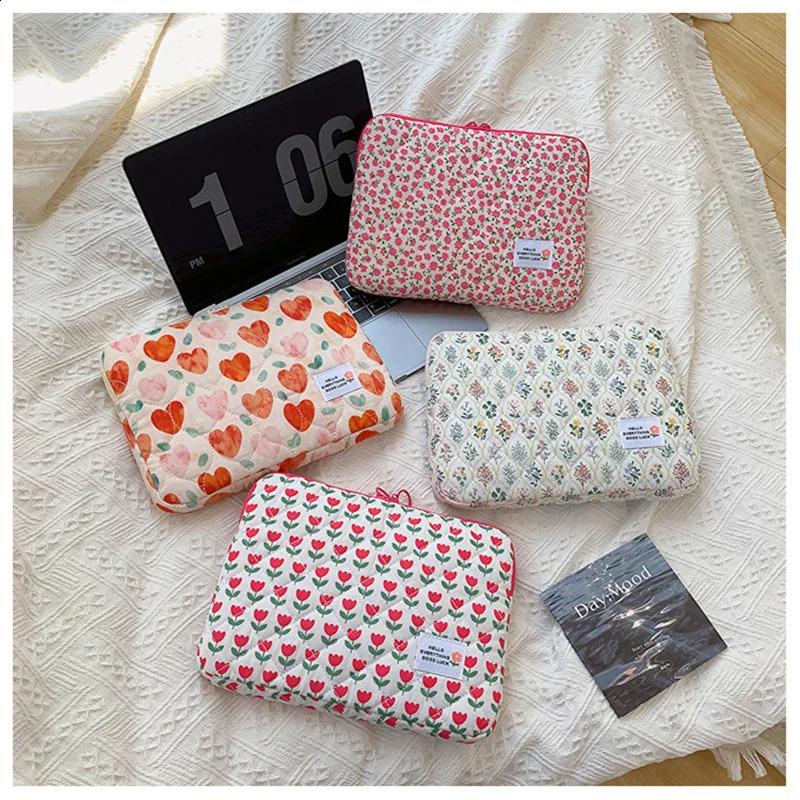 Ins Cute Flower Laptop Sleeve Computer Carrying Case Bag 11 13 14 15.3 15.6 Inch Portable Table Cover Bags for Mac Book HP ASUS 240729