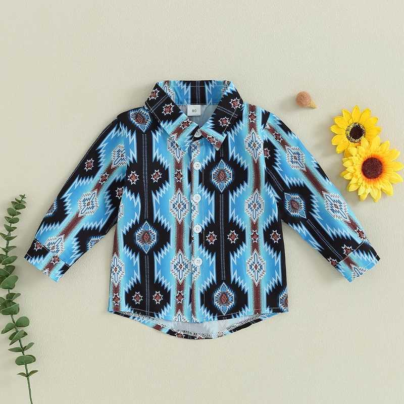 FOCUSNORM 0-4Y Preschool Boys Suit Top Long Sleeve Collar Denim Pattern Autumn Single CorsetW240729