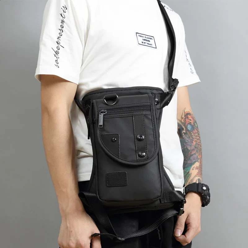 Men Waist Pack Bum Leg Thigh Bag Motorcycle Rider Nylon/Canvas /Assault Male Cross Body Fanny Pack Hip Belt Drop Bags 240729