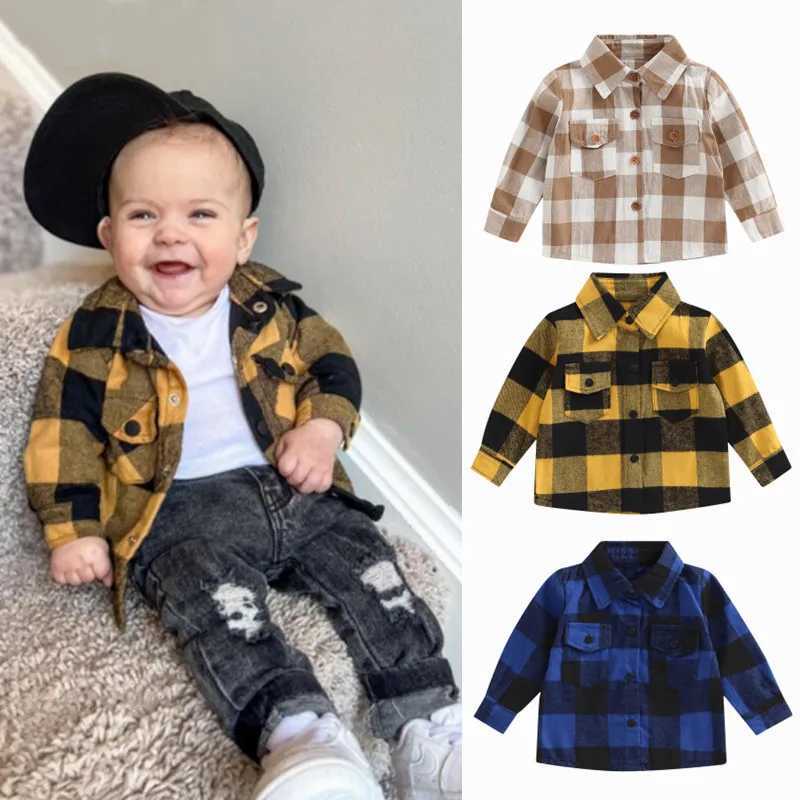 Childrens boys babys long sleeved hooded sweatshirt button up plain flannel shirt T-shirt childrens clothingW240729